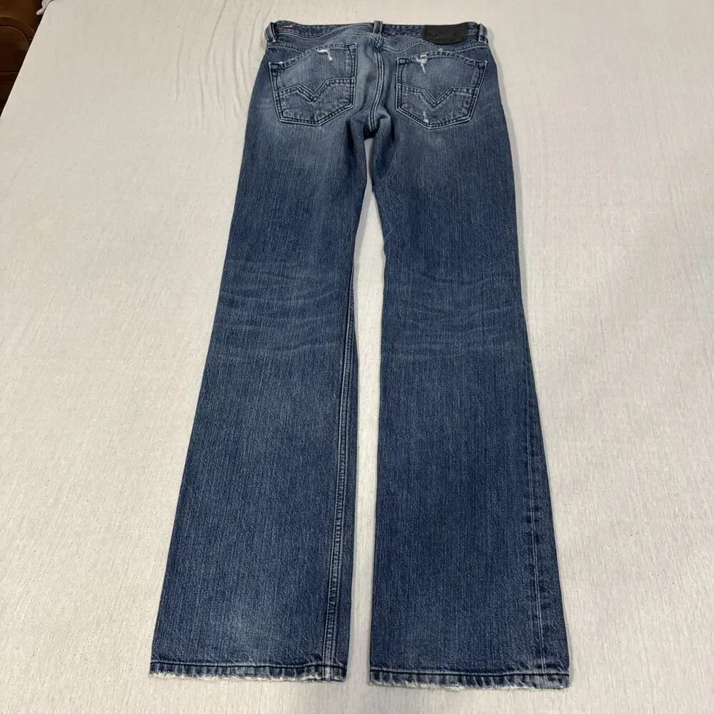 Diesel Larkee Mens 31x34 Regular Straight Blue Jeans Distressed Nice Fade EUC